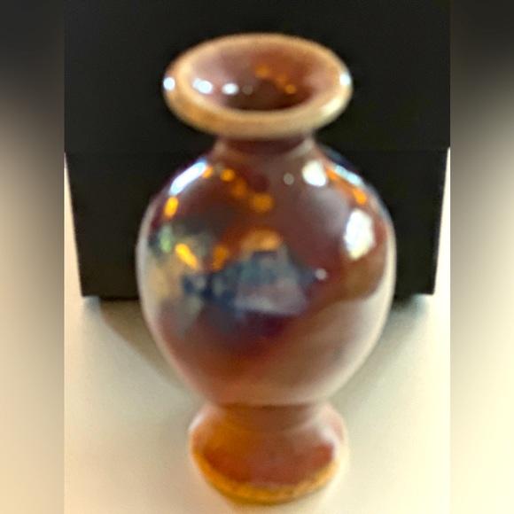 Artisan Signed Studio Pottery Bud Vase Glazed Luster Finish OOAK handmade Shino - Picture 8 of 10